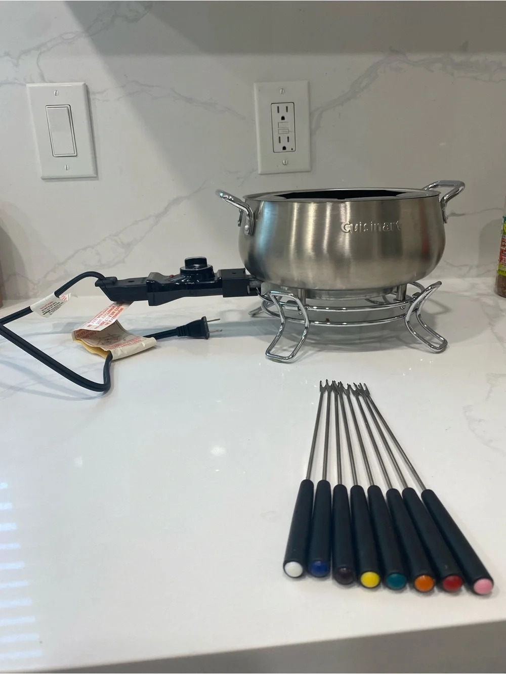 Cuisinart Stainless Steel Fondue Pot with Black Interior